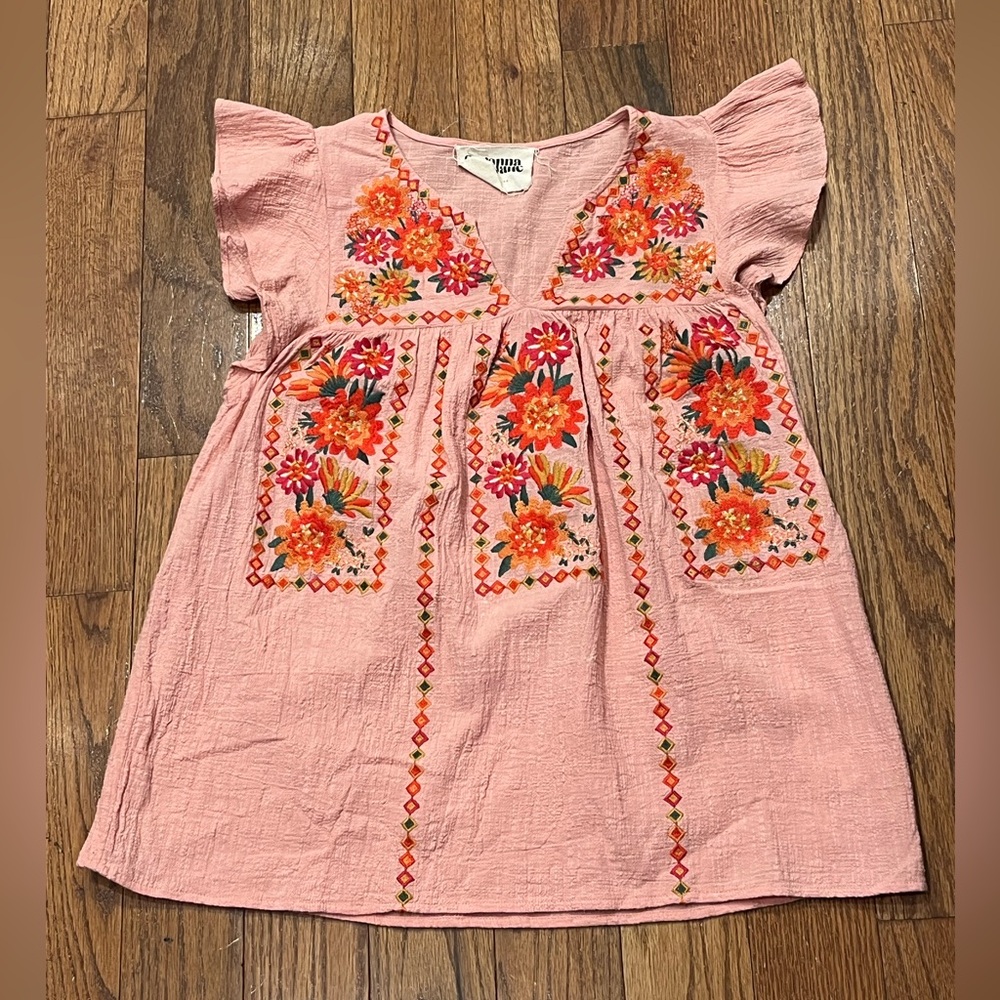 Savanna Jane Pink Floral Embroidered Shirt Women’s Small